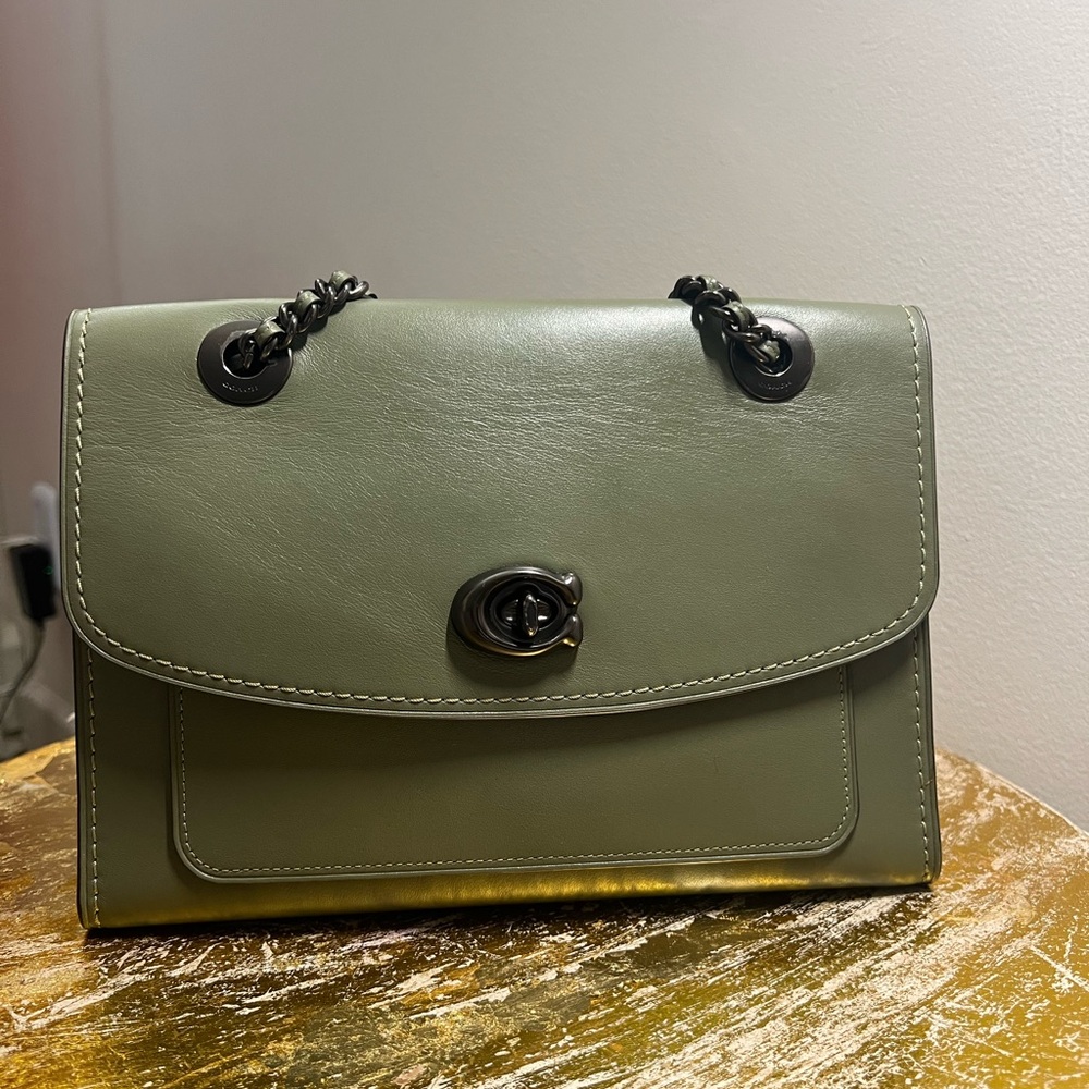 Coach Olive Green Leather Shoulder/Crossbody Bag